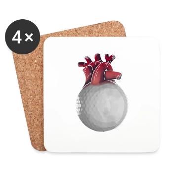 Golfer Herz lustiger Golfball Golf Geschenk - Untersetzer (4er-Set) - Weiß - Vorne