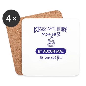 Café matin humour - Dessous de verre (lot de 4) - blanc - Devant