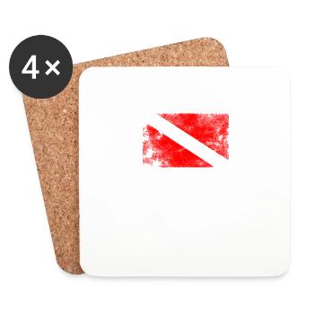 Taucher Flagge Unterwasser Tauchen Geschenk - Untersetzer (4er-Set) - Weiß - Vorne