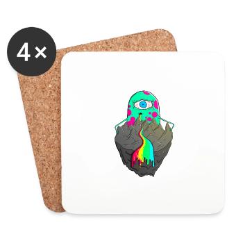 Trippy Miracle Psychedelic Alien Mountains Rainbow - Coasters (set of 4) - white - Front