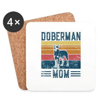 Hund Dobermann Mom - Vintage Mom - Untersetzer (4er-Set) - Weiß - Vorne