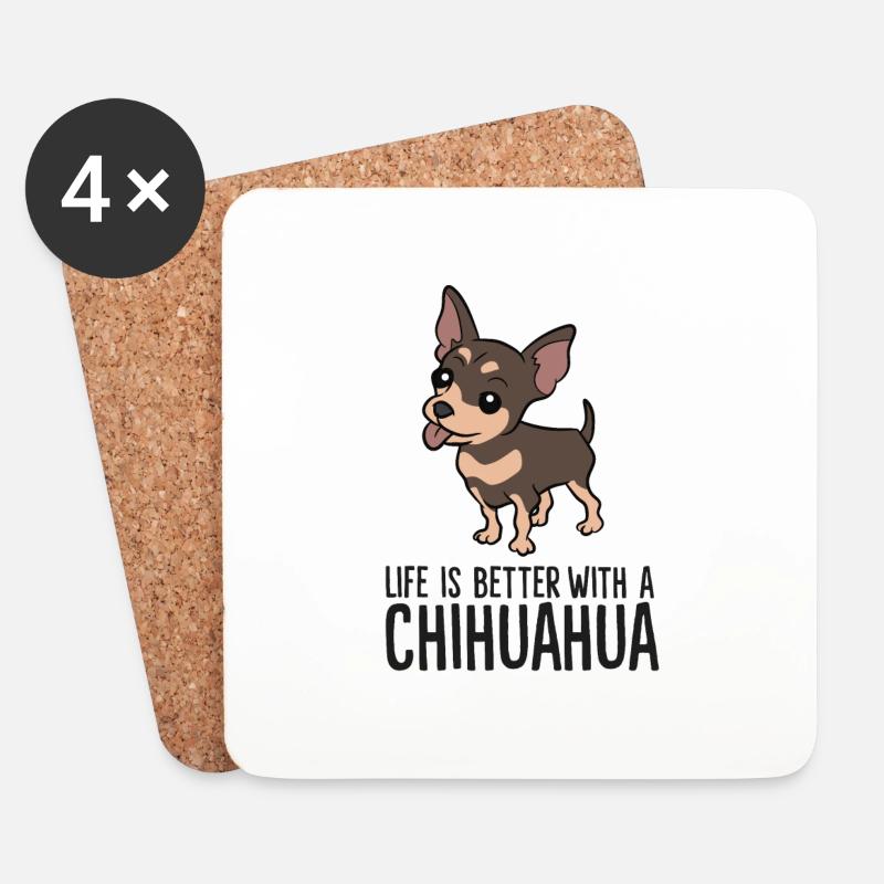 Chihuahua-Besitzer Das Leben ist besser mit einem - Untersetzer (4er-Set) - Weiß
