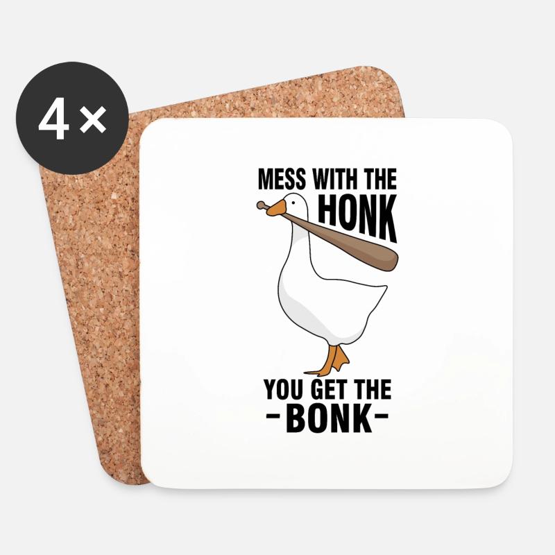 Gänse Meme Mess With The Honk You Get The Bonk - Untersetzer (4er-Set) - Weiß