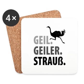 Strauß Ostrich Vogel Strauß Ornithologie - Untersetzer (4er-Set) - Weiß - Vorne