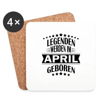 Legenden werden im April geboren - Untersetzer (4er-Set) - Weiß - Vorne