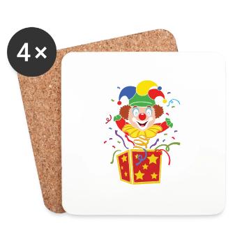 Karneval Clown - Untersetzer (4er-Set) - Weiß - Vorne