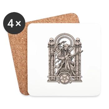 satan, diable, musicien, rocker, fan de métal, noir, - Dessous de verre (lot de 4) - blanc - Devant