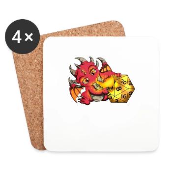 Computerspieldesign RPG Liebhaber Fan Drachenmotiv - Untersetzer (4er-Set) - Weiß - Vorne