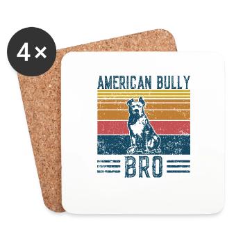 Chien American Bully Bro - Vintage Bro - Dessous de verre (lot de 4) - blanc - Devant