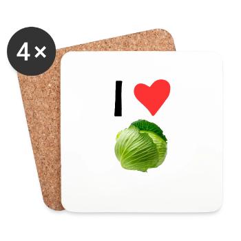 I love Cabbage for Vegetarians - Dessous de verre (lot de 4) - blanc - Devant