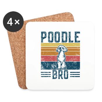 Dog Poodle Bro - Vintage Bro - Coasters (set of 4) - white - Front
