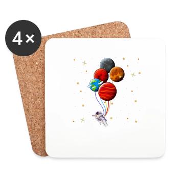 Astronaut Planets Balloons Space Astronomy - Untersetzer (4er-Set) - Weiß - Vorne