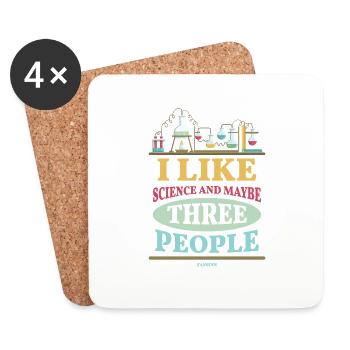 J’aime la science et peut-être trois personnes - Dessous de verre (lot de 4) - blanc - Devant