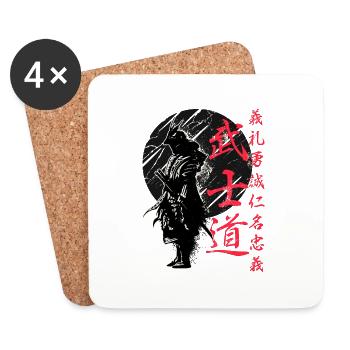 Bushido-Code Samurai Japanischer Krieger Kanji - Untersetzer (4er-Set) - Weiß - Vorne