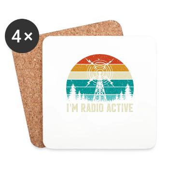 Je suis Radio Active. radioamateur, radioamateur, - Dessous de verre (lot de 4) - blanc - Devant