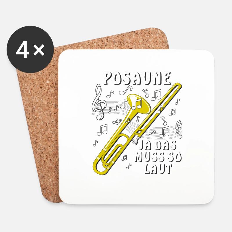 POSAUNE JA DAS MUSS SO LAUT - Untersetzer (4er-Set) - Weiß