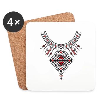Motifs poteries kabyles décoration amazigh - Dessous de verre (lot de 4) - blanc - Devant