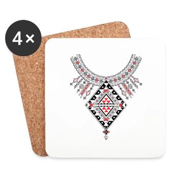 Motifs poteries kabyles décoration amazigh - Dessous de verre (lot de 4) - blanc - Devant