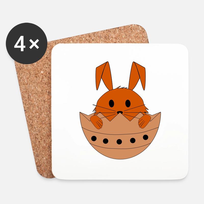 Osterhase - Untersetzer (4er-Set) - Weiß