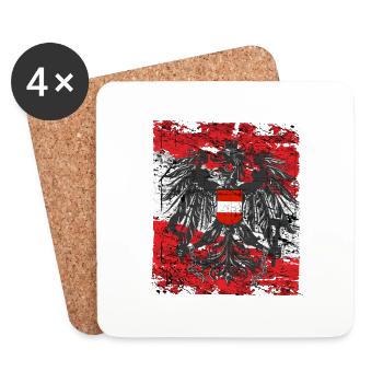 Austria Shirt Flag Coat of Arms & Eagle - Coasters (set of 4) - white - Front