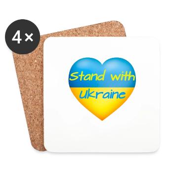 Stand with Ukraine Heart yellow blue flag Ukraine - Coasters (set of 4) - white - Front