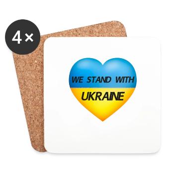 We stand with Ukraine Heart - Flag of Ukraine - Coasters (set of 4) - white - Front