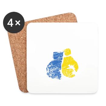 Boxing Gloves Ukraine Flag Stand With Ukraine - Coasters (set of 4) - white - Front