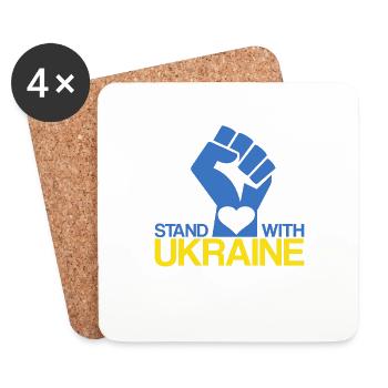 STAND WITH UKRAINE I support Ukraine - Coasters (set of 4) - white - Front