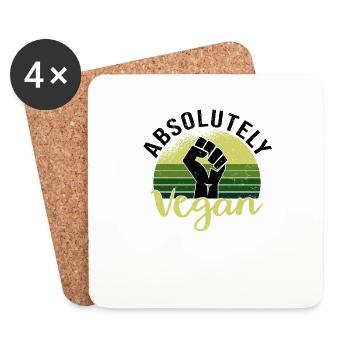 Véganisme végétalien Sans viande Vie végétalienne - Dessous de verre (lot de 4) - blanc - Devant