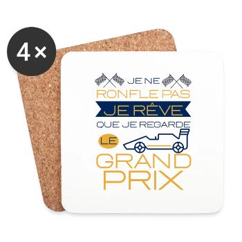 Cadeau humour grand prix course de voiture homme - Dessous de verre (lot de 4) - blanc - Devant