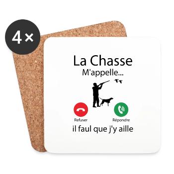 La Chasse m'appelle faut que j'y aille ! - Dessous de verre (lot de 4) - blanc - Devant
