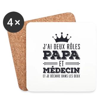 Papa Et Medecin et je dechire - Dessous de verre (lot de 4) - blanc - Devant