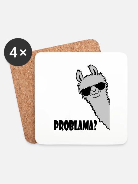 Problama Frage Lama - Untersetzer (4er-Set) - Weiß