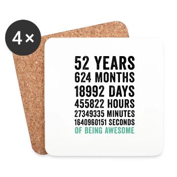 Birthday 52 Years Of Being Awesome - Coasters (set of 4) - white - Front