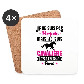 Je ne suis pas parfaite mais je suis cavalière - Dessous de verre (lot de 4) - blanc - Devant