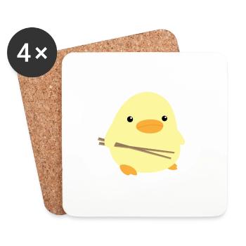 Duck with Chop Sticks - Duck with Chopstick Meme - Coasters (set of 4) - white - Front