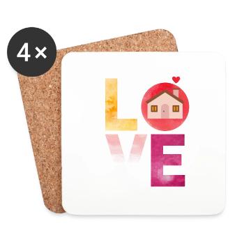 LOVE Home House Home - Coasters (set of 4) - white - Front