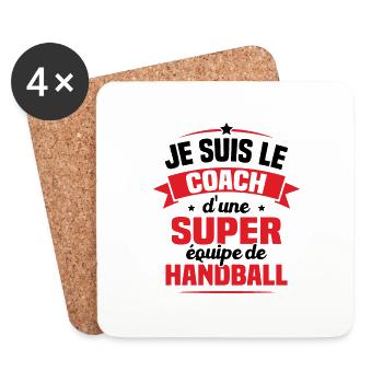 Je Suis Le Coach D'une Super Équipe De Handball - Dessous de verre (lot de 4) - blanc - Devant