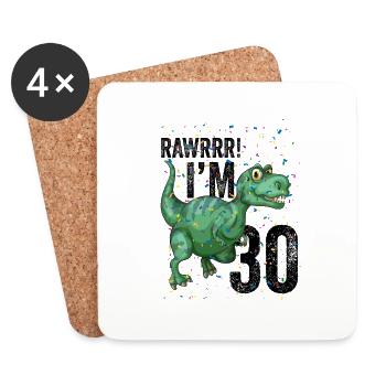 Rawrrr J’ai 30 ans Drôle d’anniversaire - Dessous de verre (lot de 4) - blanc - Devant