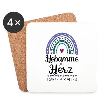 Hebamme Mit Herz - Untersetzer (4er-Set) - Weiß - Vorne