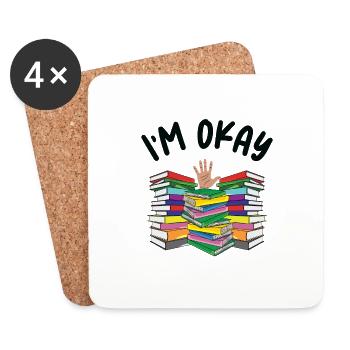 Bücherwurm Lesen Literatur Bücherei Buch - Untersetzer (4er-Set) - Weiß - Vorne