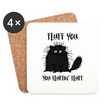 Fluff You You Fluff Drôle de chat - Dessous de verre (lot de 4) - blanc - Devant