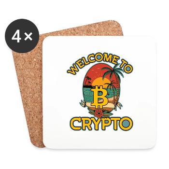 Willkommen bei Krypto, Bitcoin Sommer - Untersetzer (4er-Set) - Weiß - Vorne