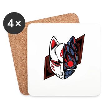mecha kitsune anime manga cat fox - Untersetzer (4er-Set) - Weiß - Vorne