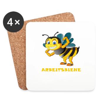 Arbeitsbiene Bienen fleißig Biene Bienenstock Wabe - Untersetzer (4er-Set) - Weiß - Vorne