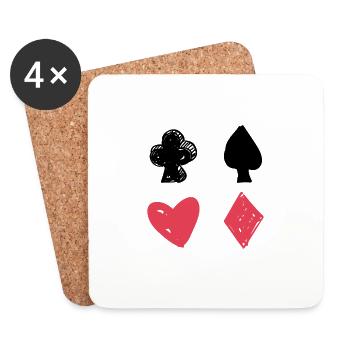 Cross Spade Heart Diamond Double Head Card Game - Coasters (set of 4) - white - Front