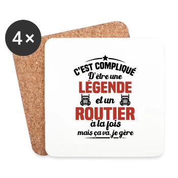 Legende et Routier, Cadeau chauffeur routier - Dessous de verre (lot de 4) - blanc - Devant