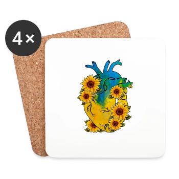 Heart for Ukraine PEACE no war - Coasters (set of 4) - white - Front