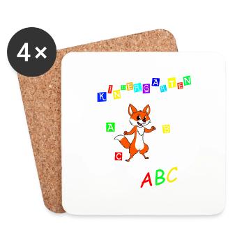 Kindergarten Ade ich lerne jetzt das ABC - Untersetzer (4er-Set) - Weiß - Vorne