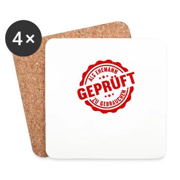 Geprüft 10 Jahre verheiratet 10.Hochzeitstag - Untersetzer (4er-Set) - Weiß - Vorne